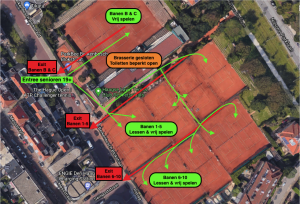 Route op tennispark Route op tennispark